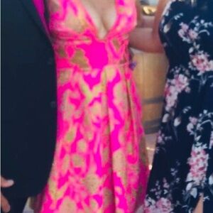 Marchesa Pink and Gold Dress